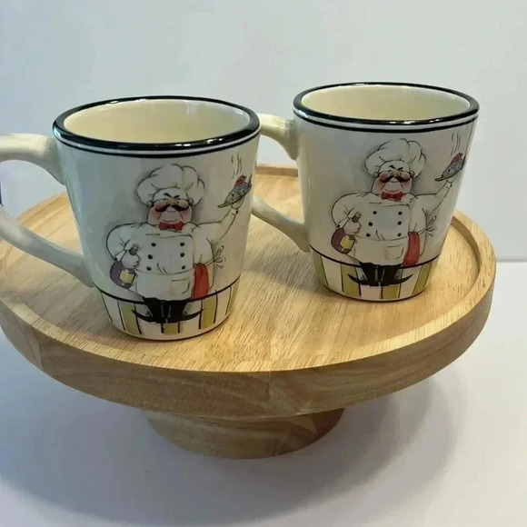 2 Tabletops Gallery le chef handcrafted mugs double sided matching 14oz 4 1/2” - Picture 8 of 8